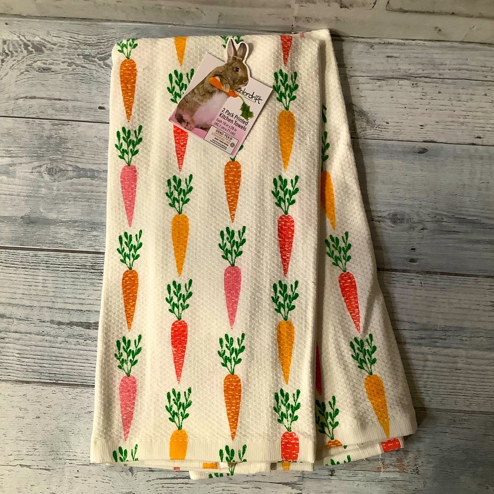 Colordrift 2PK Carrot Print Kitchen Towel Set